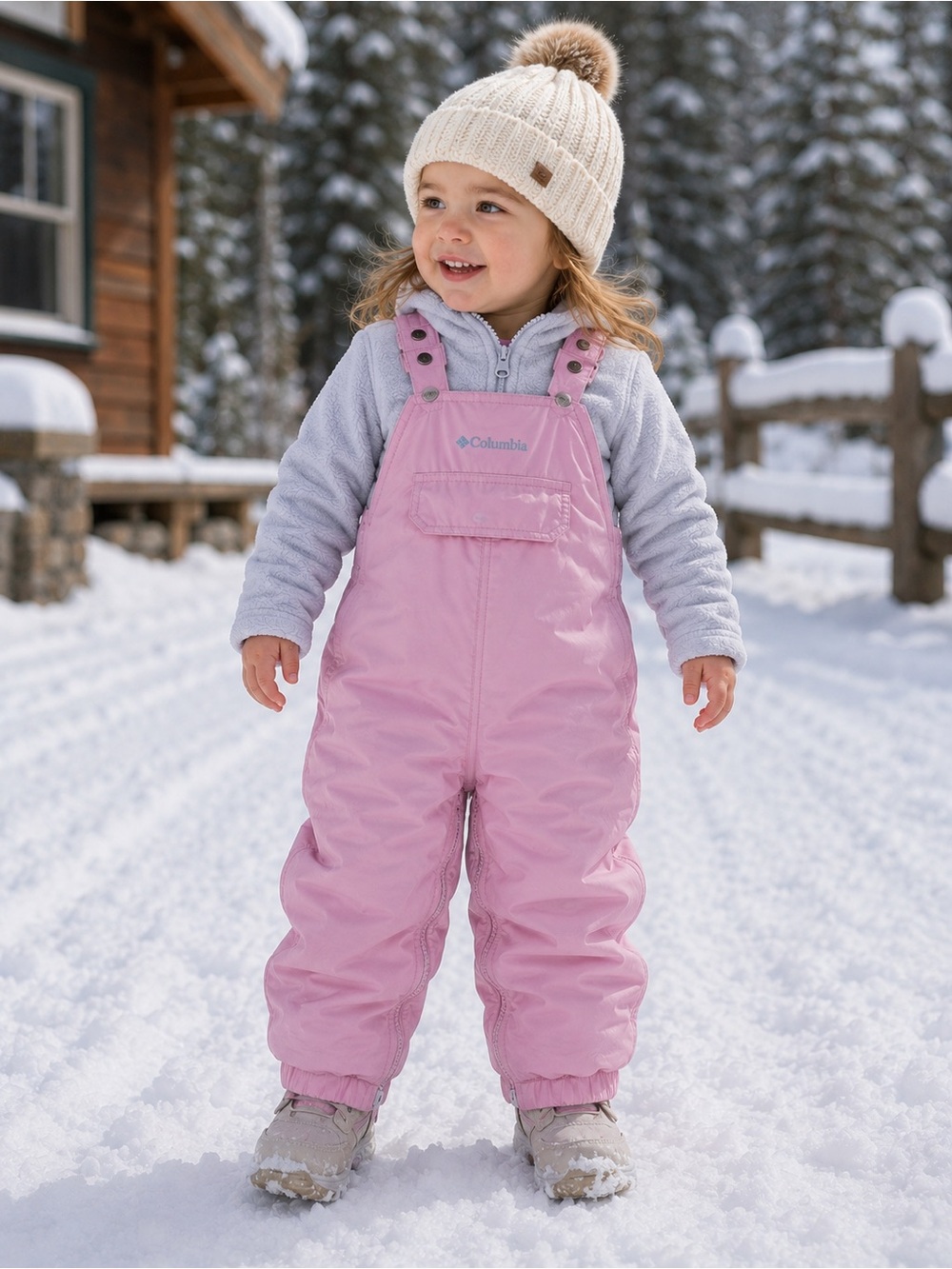 Columbia Toddler 4T Pink Fleece Lined Snow Bib Overalls Winter Ski